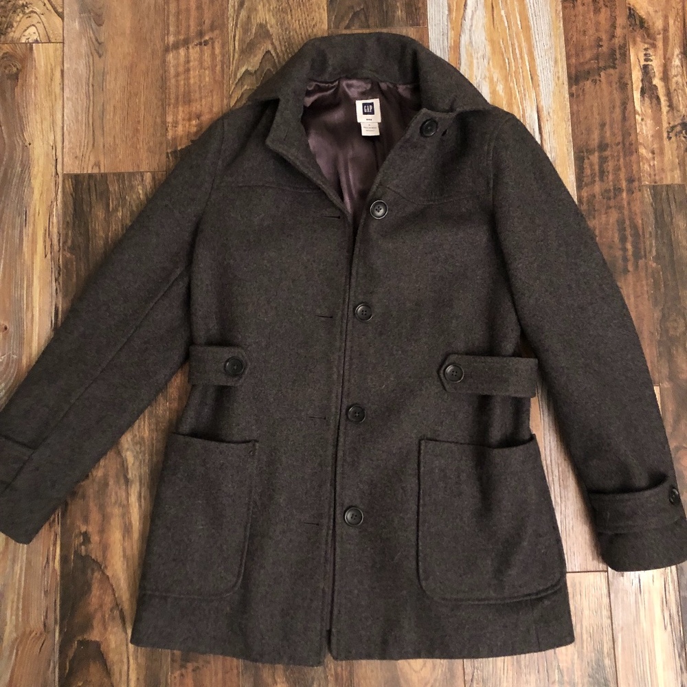 GAP Grey Wool blend pea coat Women’s Small